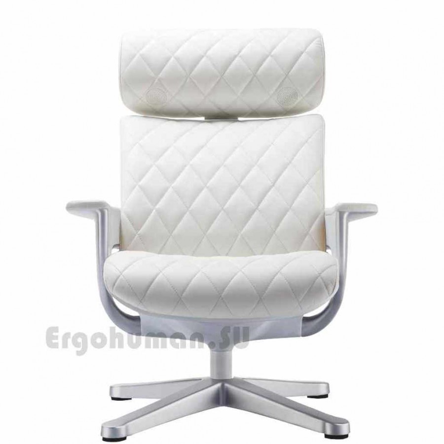 Кожаное кресло реклайнер NUVEM Lounge Lux Silver с  матовым основанием