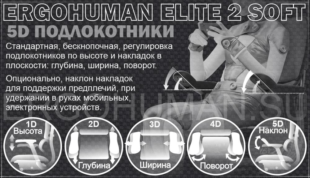 ERGOHUMAN 2 ELITE SOFT PAD кресло с мягким сидением и сетчатой дышащей спинкой